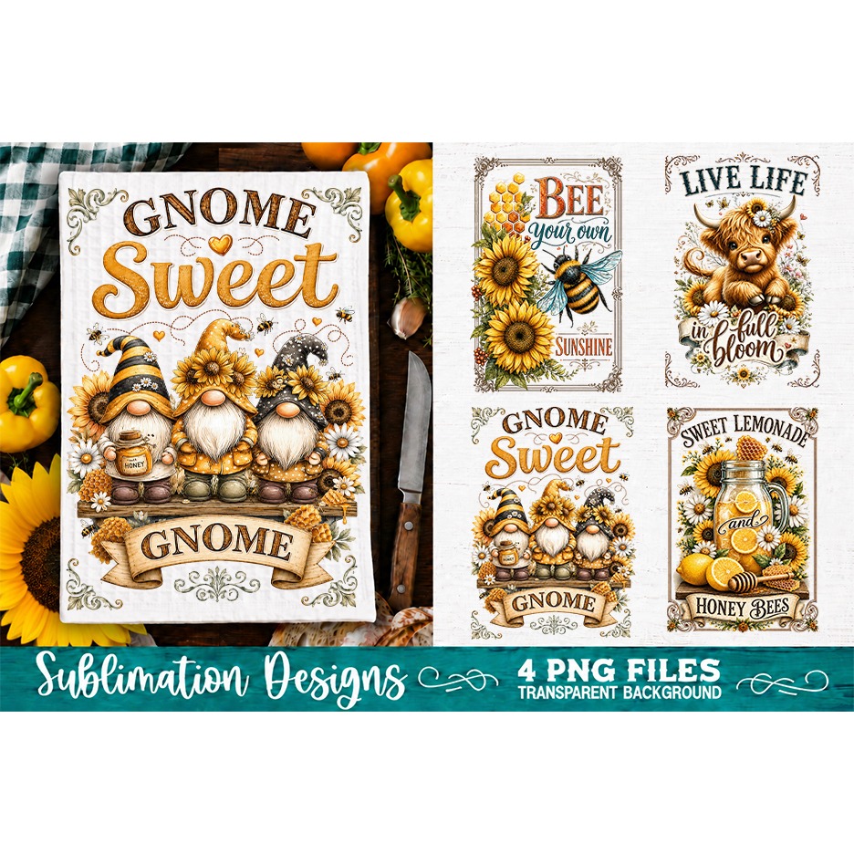 Sunflower Kitchen Towels PNG Sublimation Designs 4 Files (18) 4