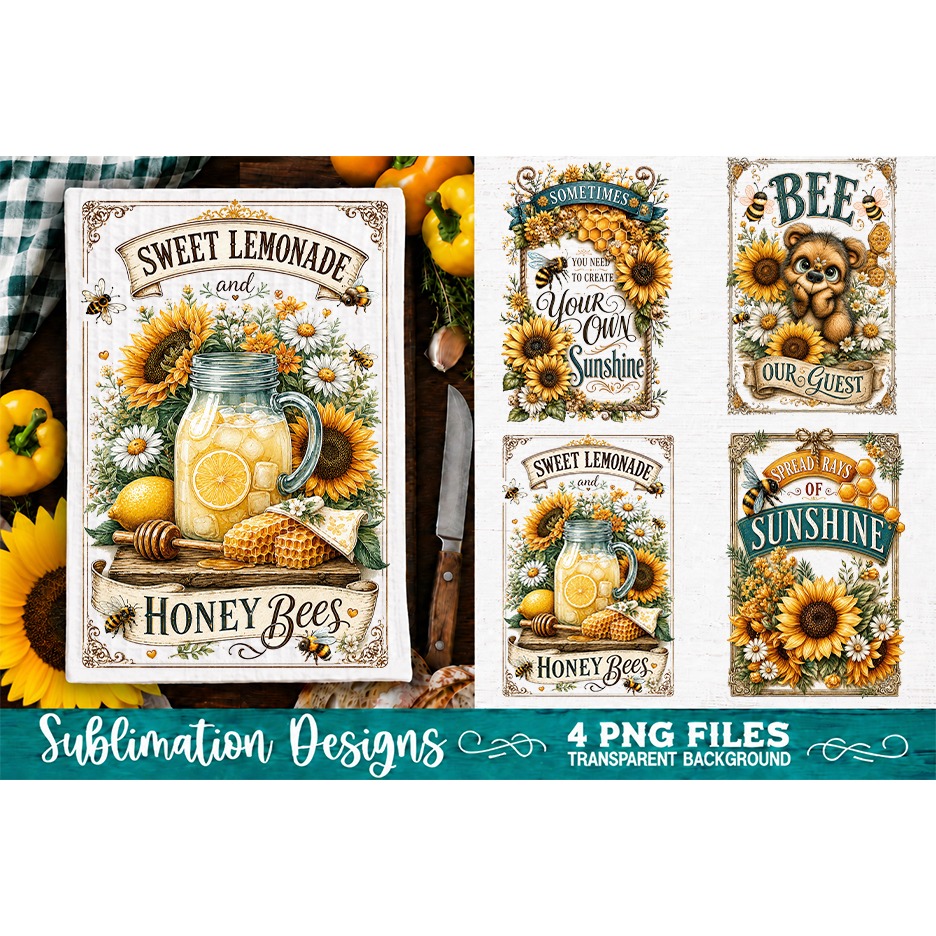 Sunflower Kitchen Towels PNG Sublimation Designs 4 Files (20)