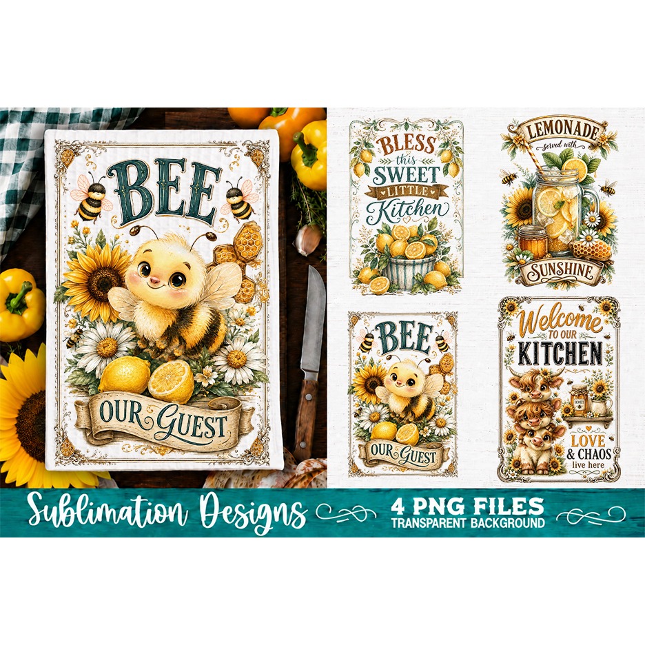 Sunflower Kitchen Towels PNG Sublimation Designs 4 Files (21)