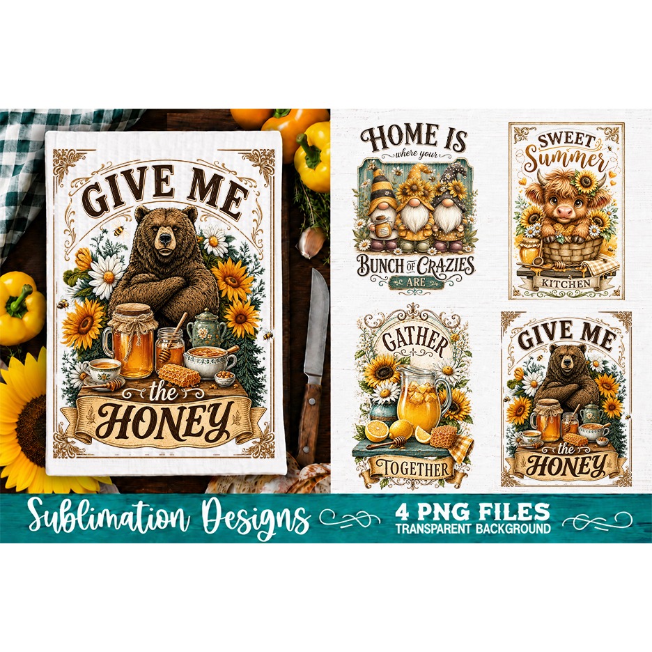 Sunflower Kitchen Towels PNG Sublimation Designs 4 Files (22)