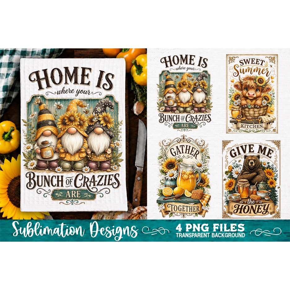 Sunflower Kitchen Towels PNG Sublimation Designs 4 Files (22) 2
