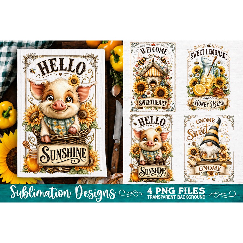 Sunflower Kitchen Towels PNG Sublimation Designs 4 Files (24)