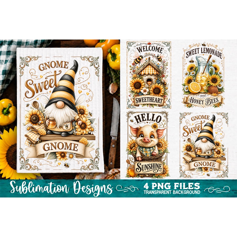 Sunflower Kitchen Towels PNG Sublimation Designs 4 Files (24) 3