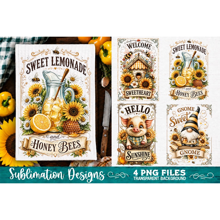 Sunflower Kitchen Towels PNG Sublimation Designs 4 Files (24) 4