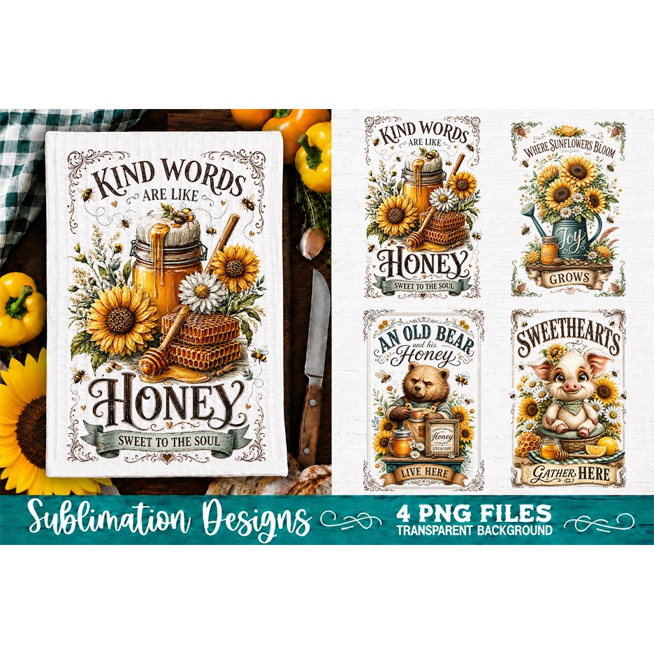 Sunflower Kitchen Towels PNG Sublimation Designs 4 Files (28) 3