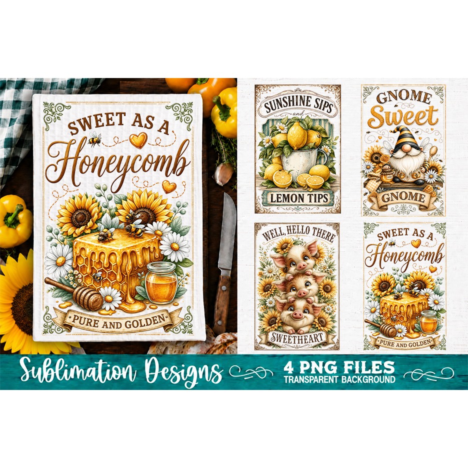 Sunflower Kitchen Towels PNG Sublimation Designs 4 Files (30) 3