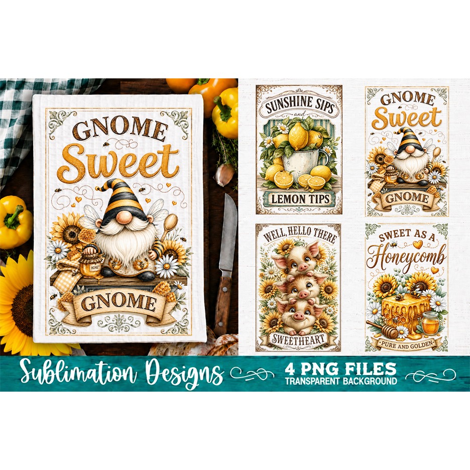 Sunflower Kitchen Towels PNG Sublimation Designs 4 Files (30) 4