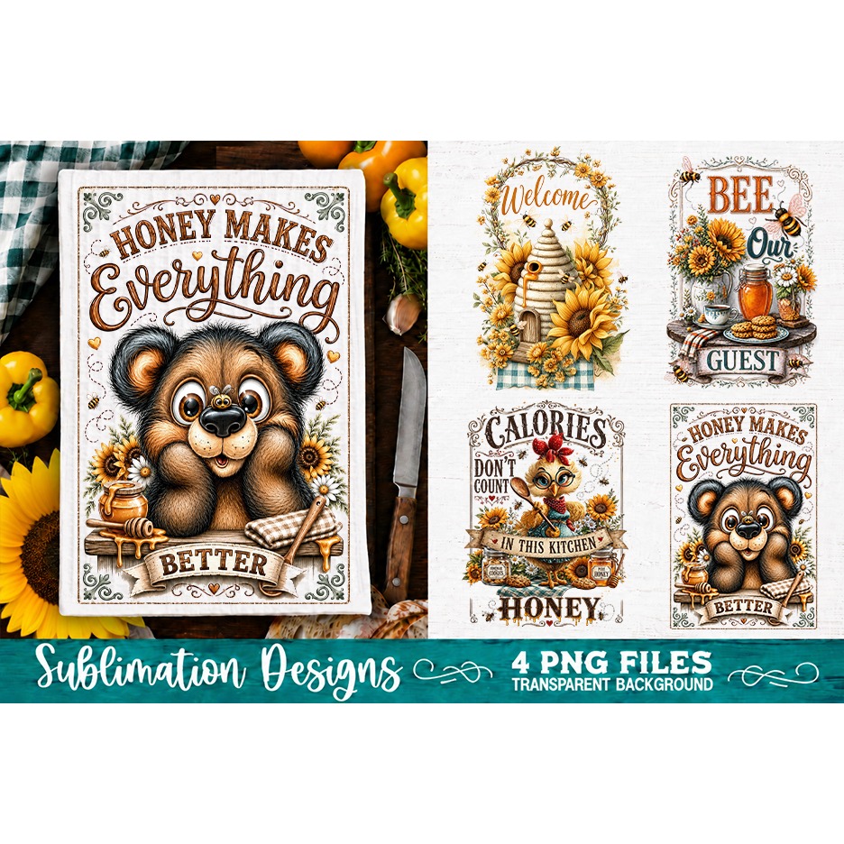 Sunflower Kitchen Towels PNG Sublimation Designs 4 Files (31)