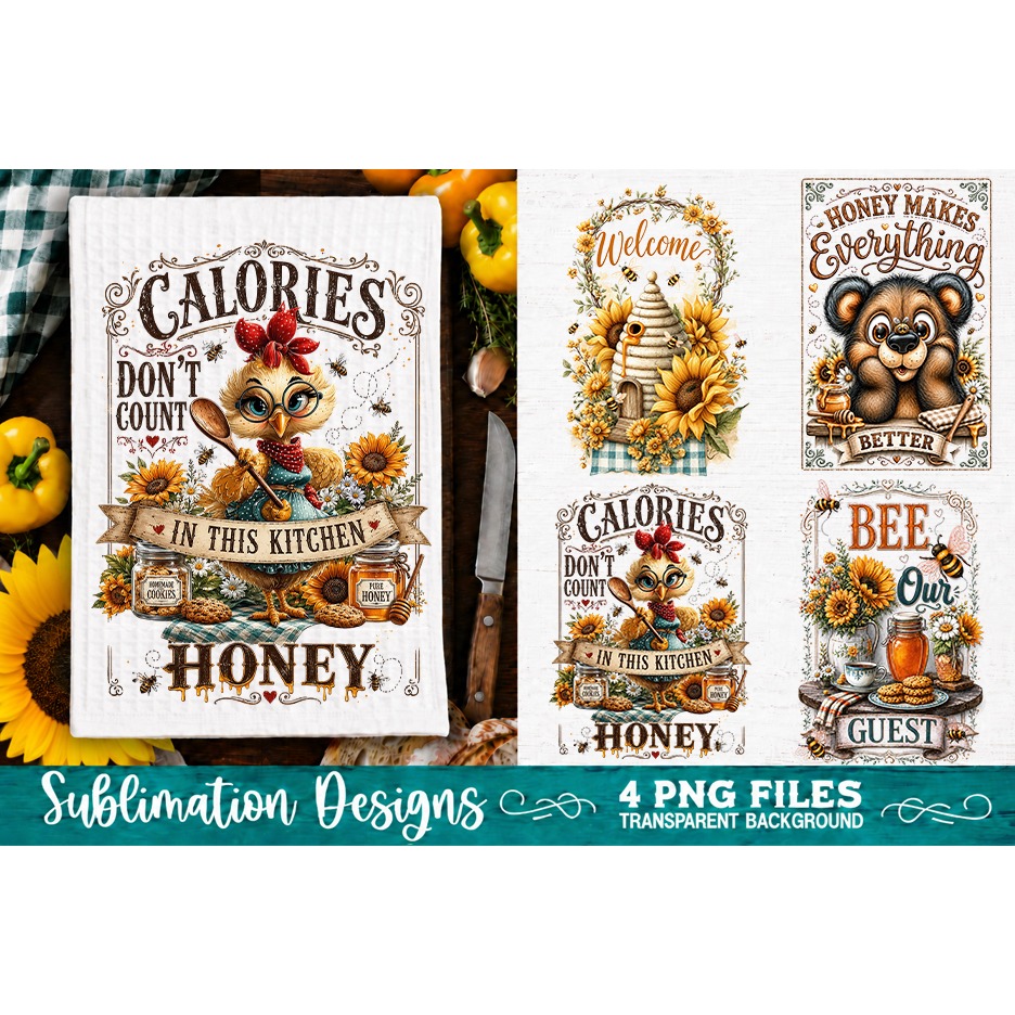 Sunflower Kitchen Towels PNG Sublimation Designs 4 Files (31) 3
