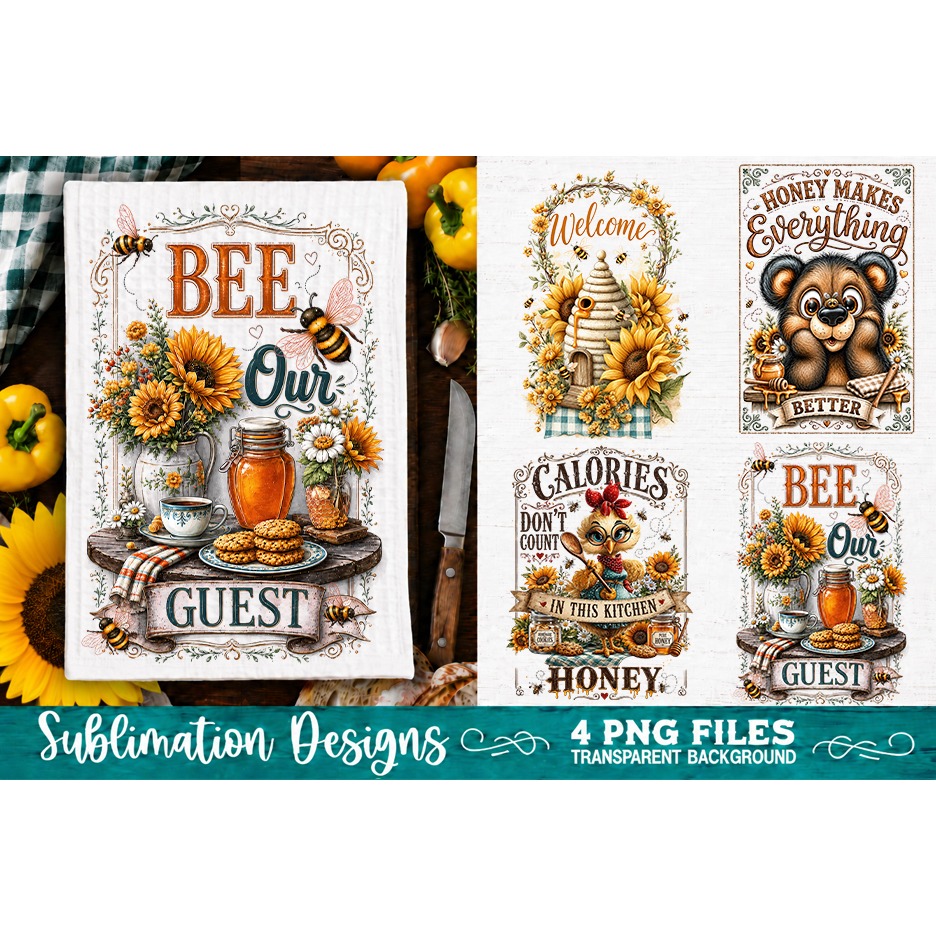 Sunflower Kitchen Towels PNG Sublimation Designs 4 Files (31) 4