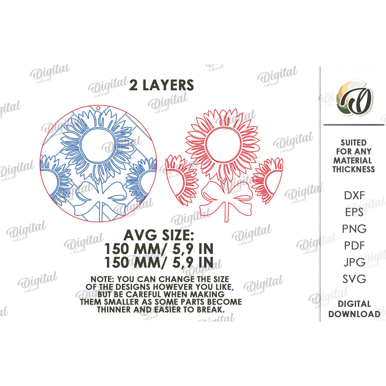 Sunflower Round Sign Laser Cut. Wall Hanger SVG 2