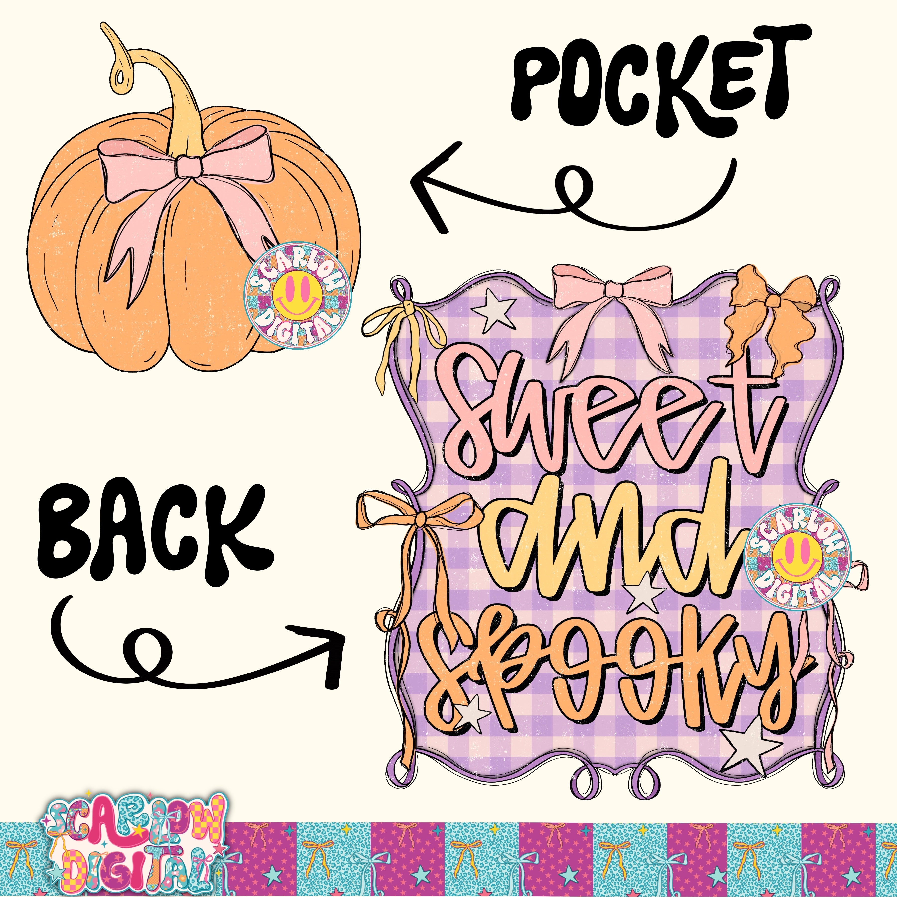 Sweet and Spooky Front and Back PNG Digital Design