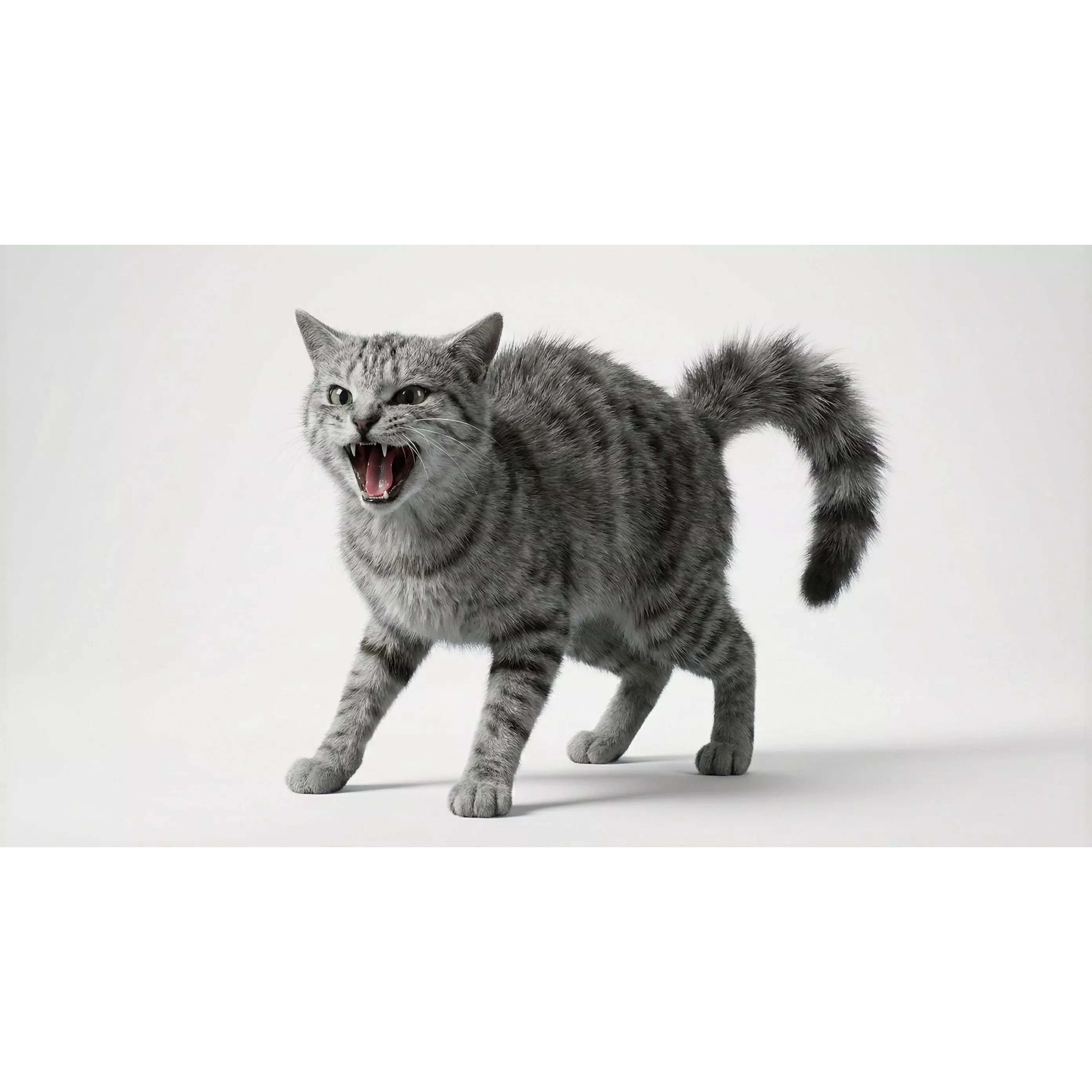 Tabby Cat Rigged Animated Fur 3D model 2