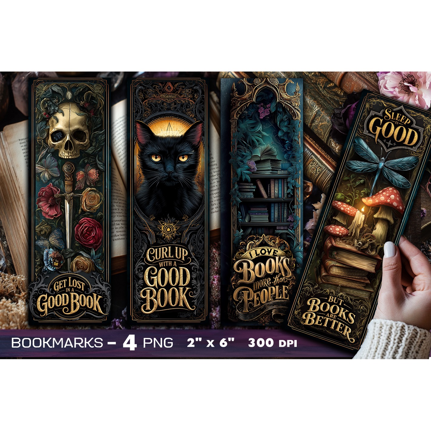 Tarot cards bookmark, Gothic bookmarks, Dark Fantasy PNG