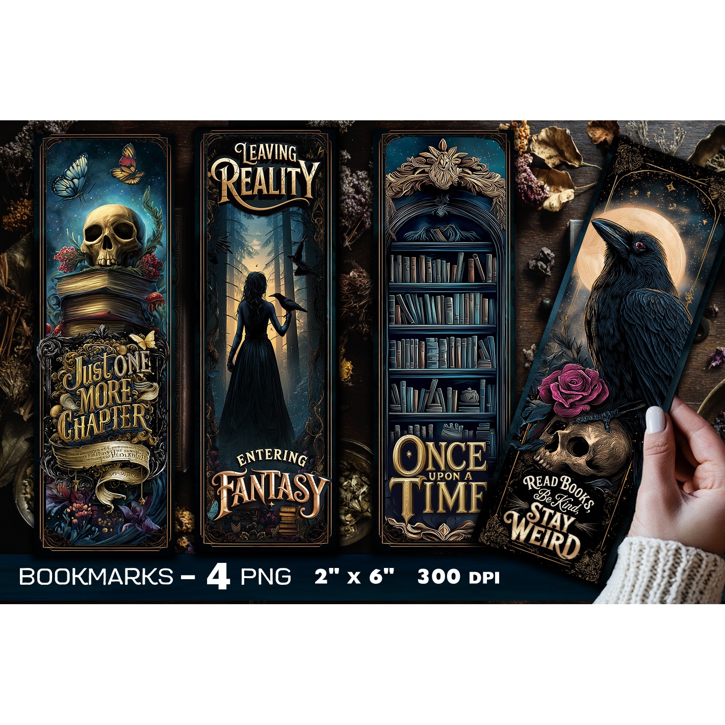 Tarot cards bookmark, Gothic bookmarks, Dark Fantasy PNG (3)