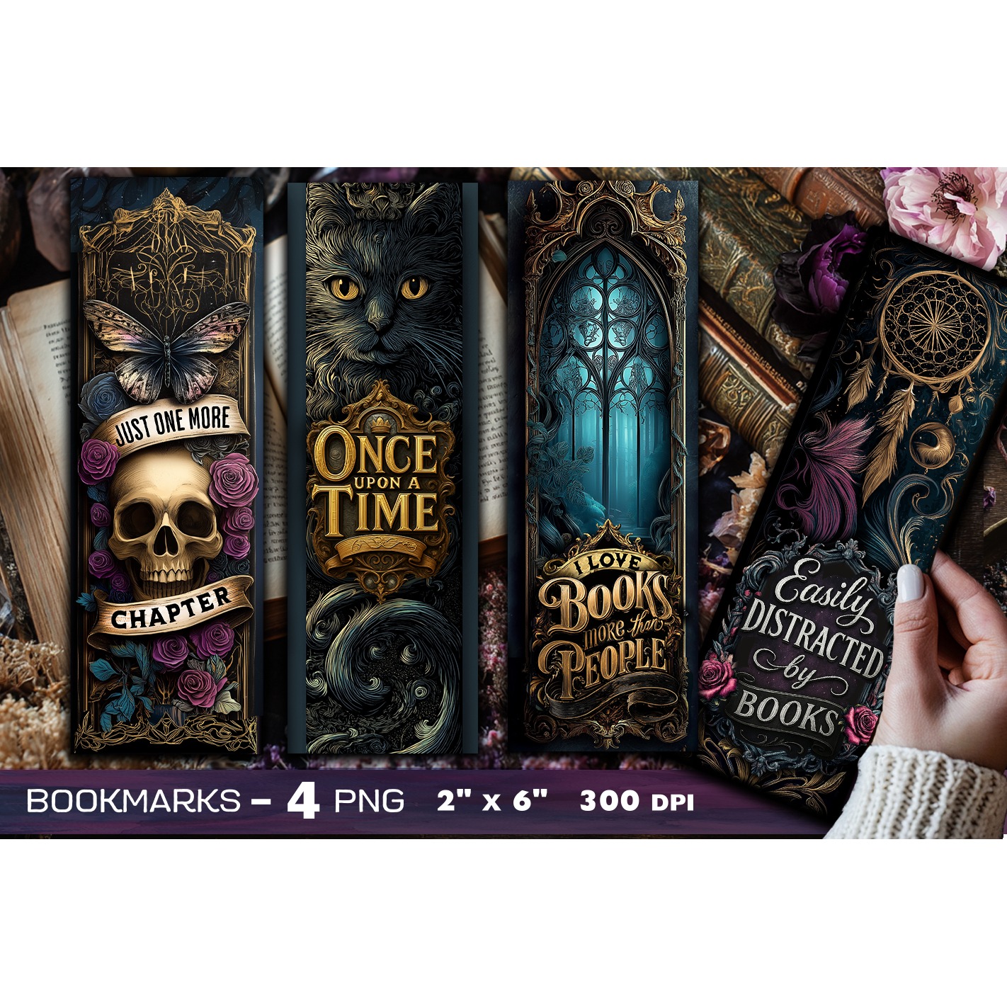 Tarot cards bookmark, Gothic bookmarks, Dark Fantasy PNG (9)