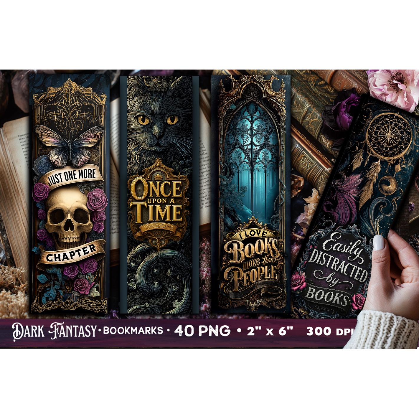 Tarot cards bookmarks, 40 bookmarks Gothic bookmarks, Dark 4