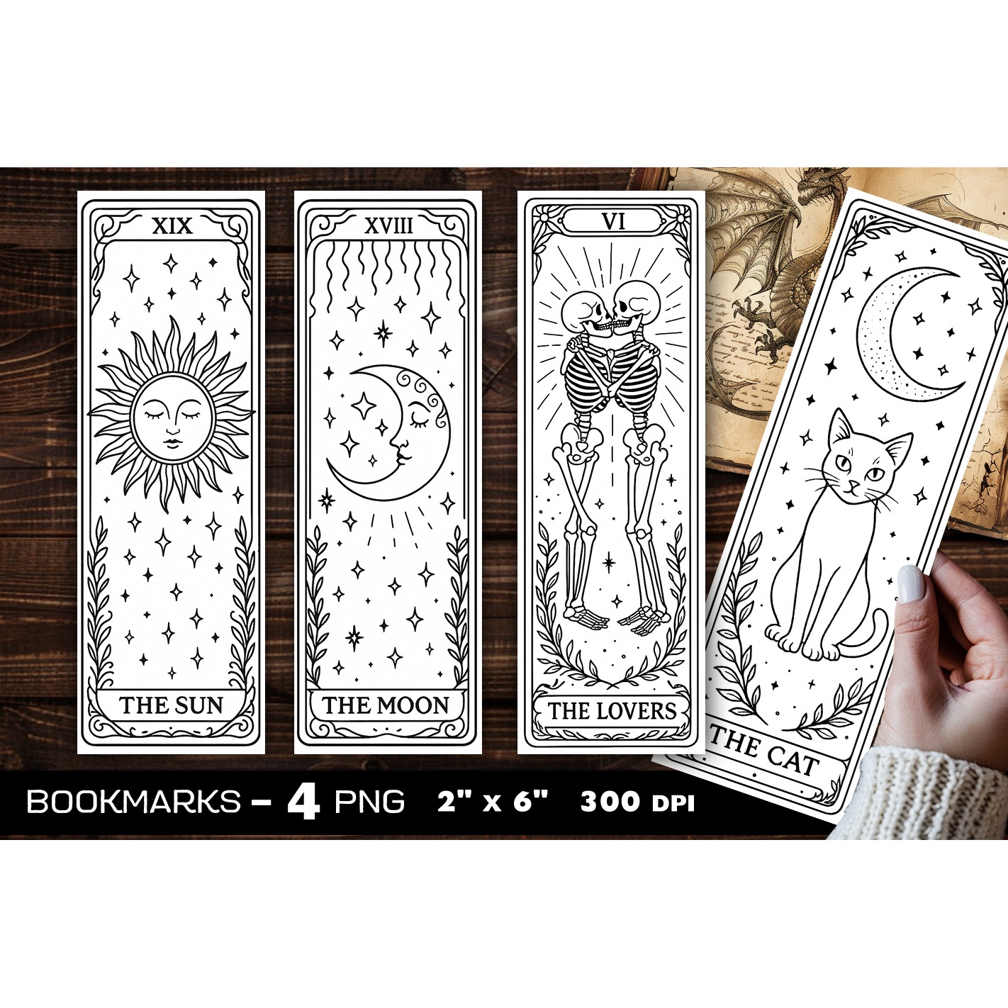 Tarot cards coloring bookmark, Tarot coloring bookmarks (2)