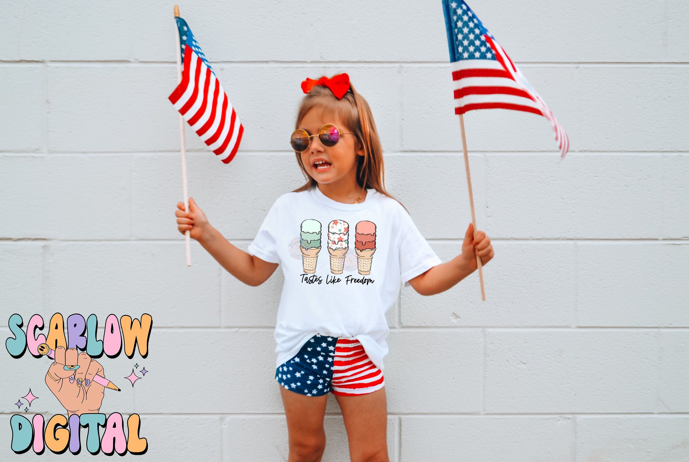 Tastes Like Freedom PNG-Fourth of July Sublimation Digital Design Download-patriotic png, kids july 4th png, american png, ice cream png 5
