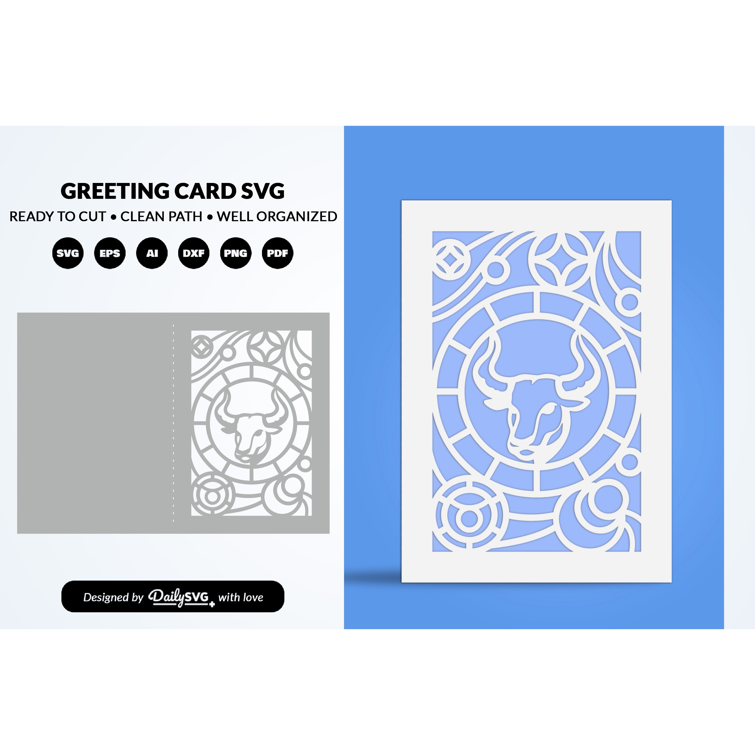 Taurus Celestial Zodiac Card SVG Astrology Greeting Car