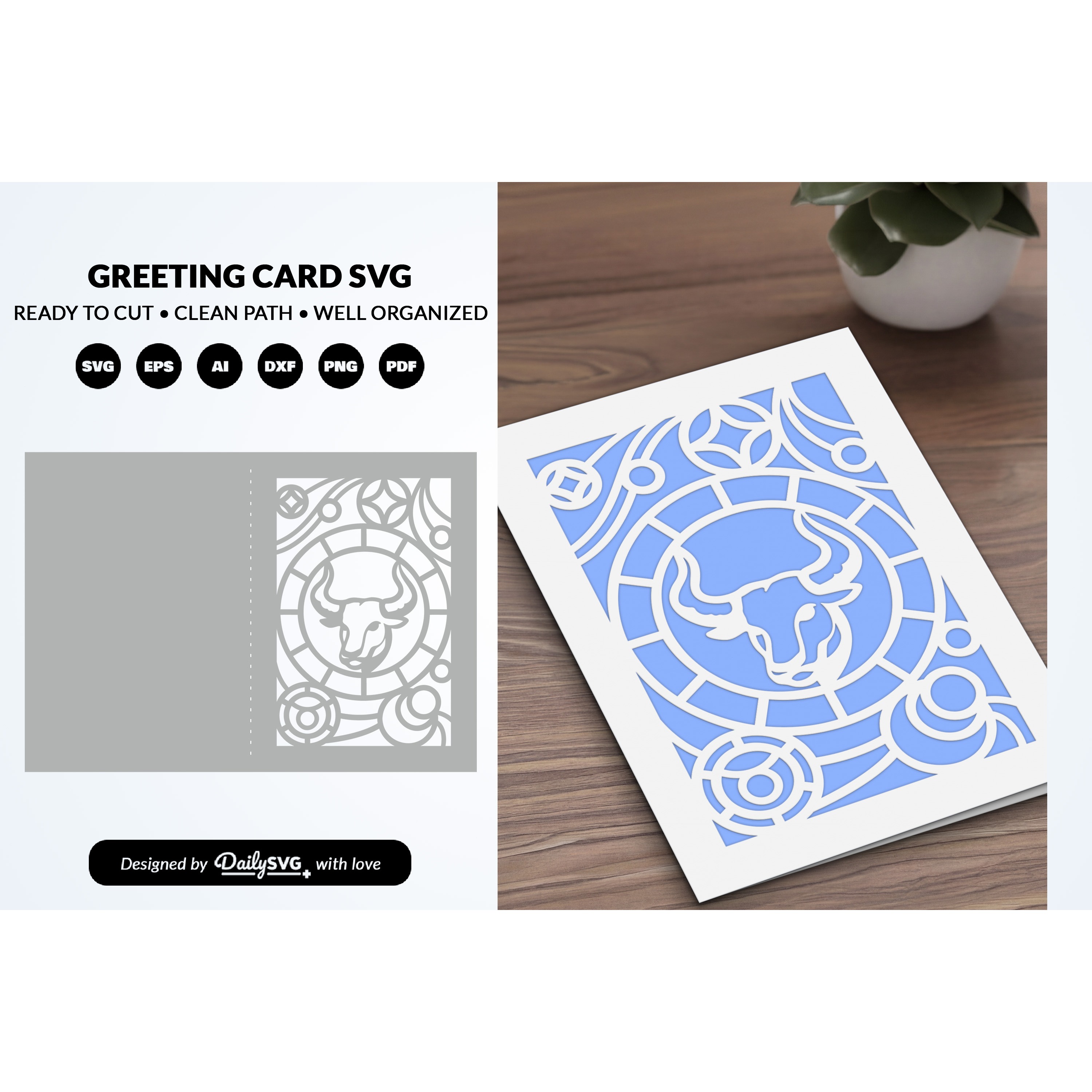 Taurus Celestial Zodiac Card SVG Astrology Greeting Car 2