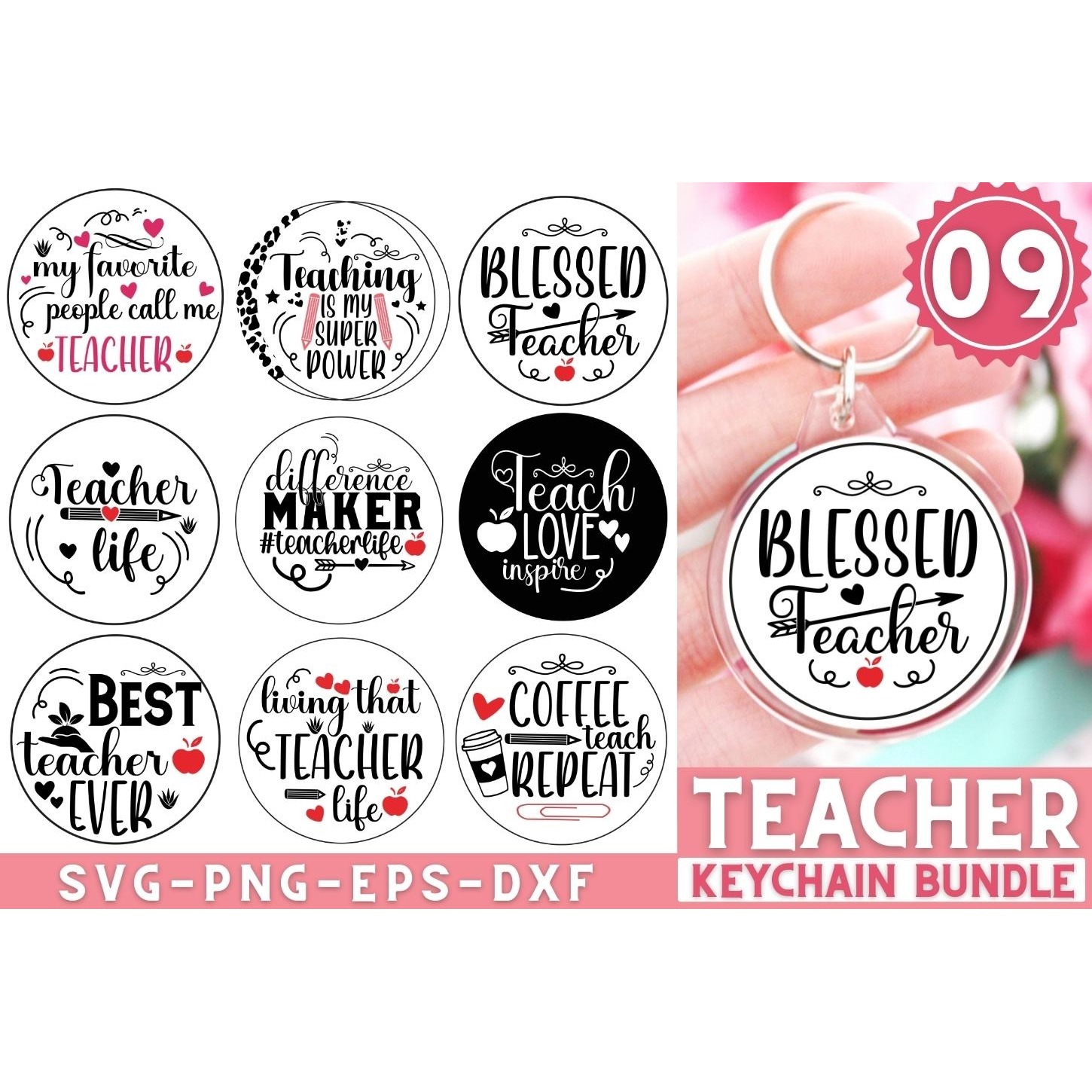 Teacher Keychain SVG Bundle