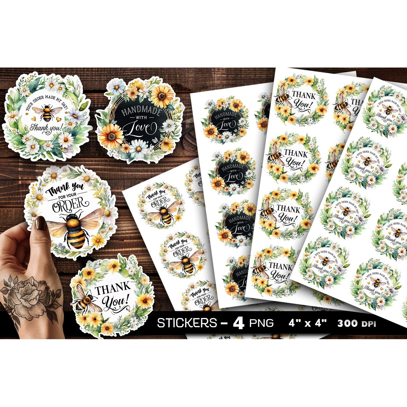 Thank you stickers, bee stickers, Sticker Printable