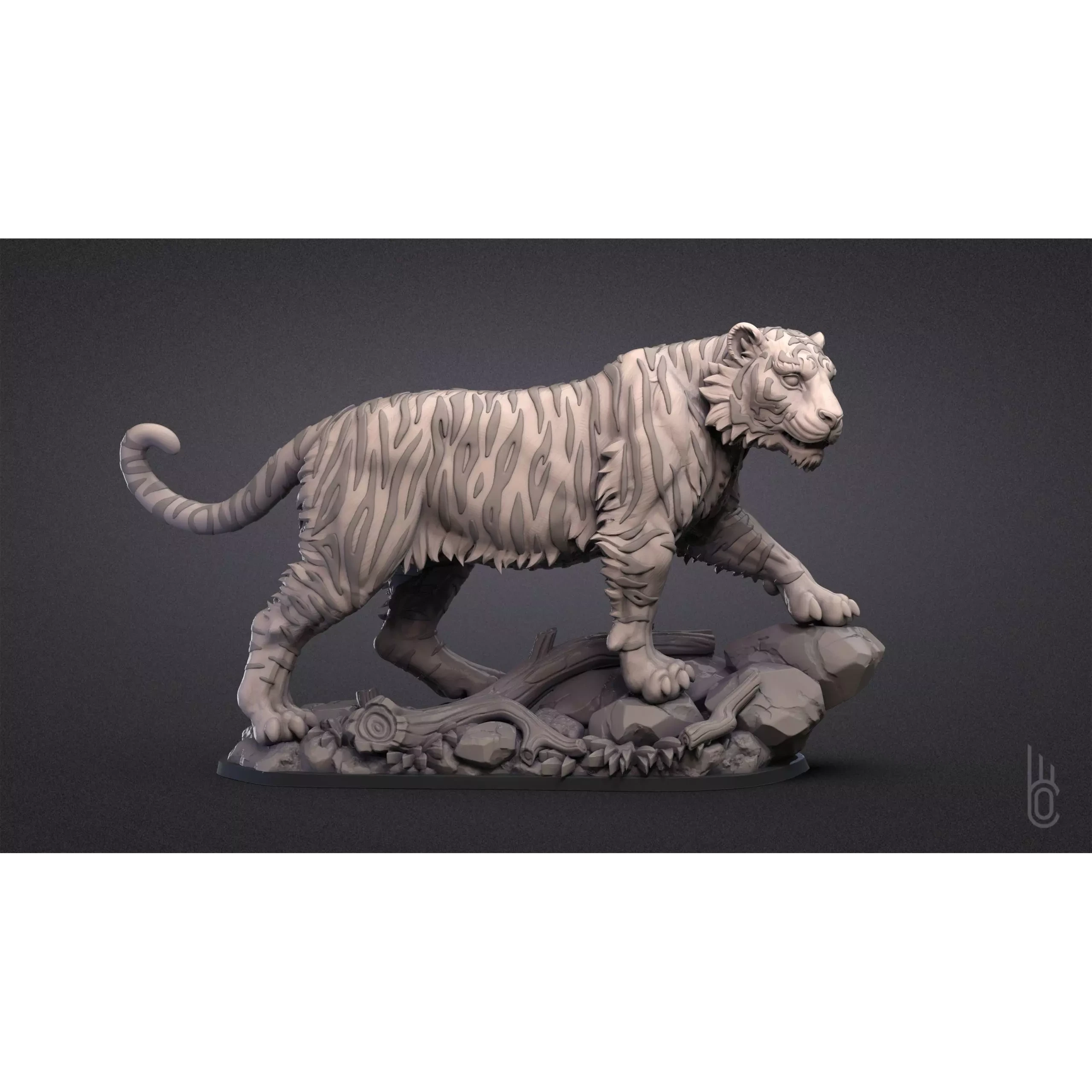 Tiger on rock 3D print model