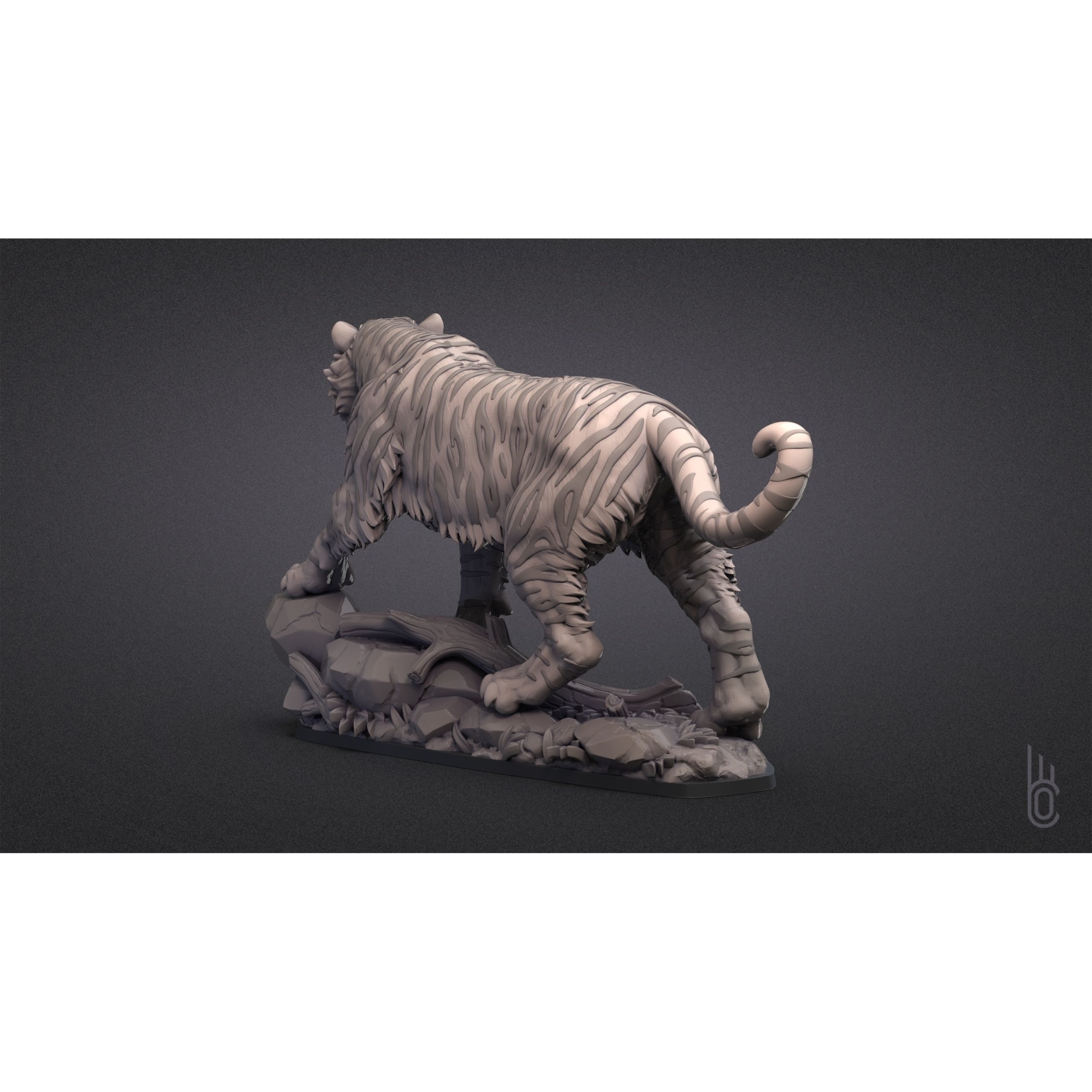 Tiger on rock 3D print model 6