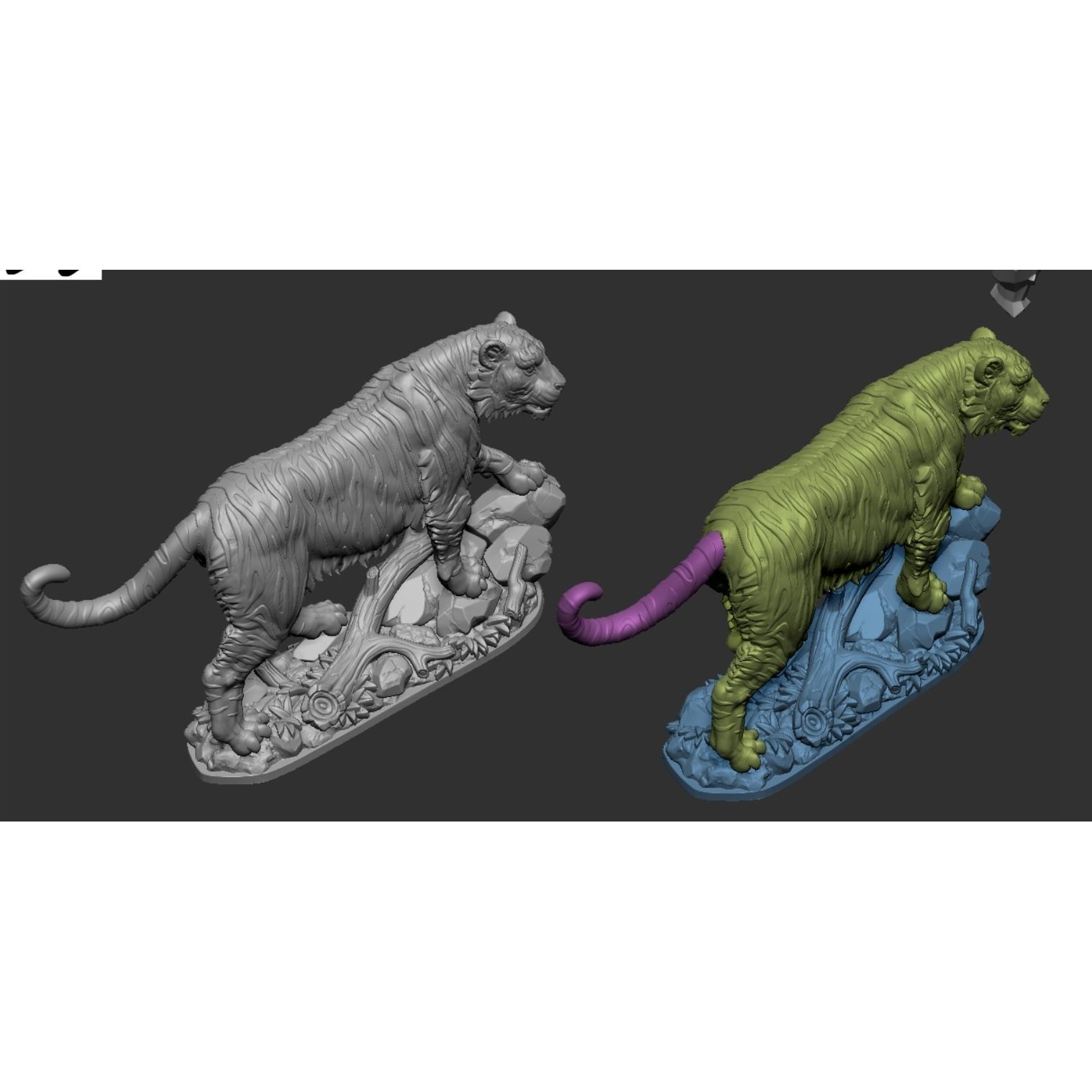 Tiger on rock 3D print model 10