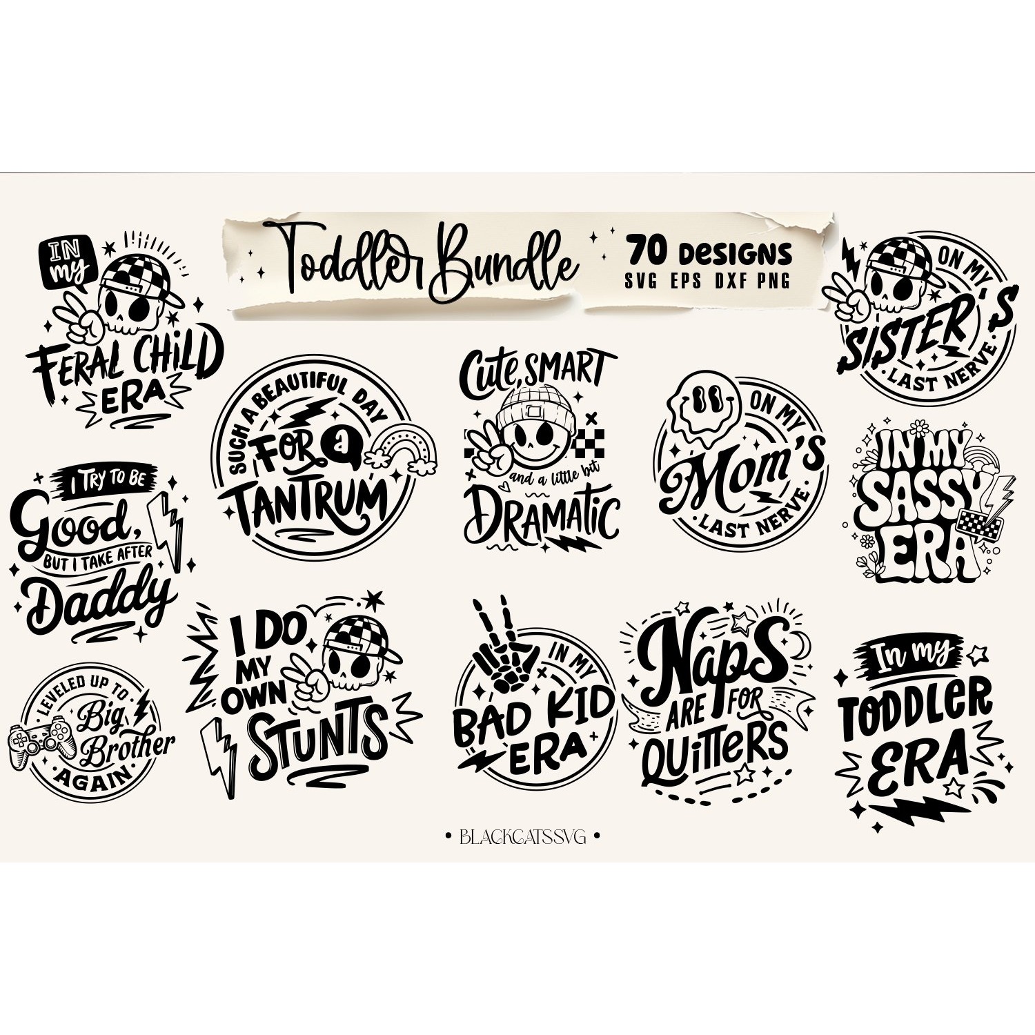 Toddler Bundle 70 designs SVG, Funny toddler svg, Rad kid