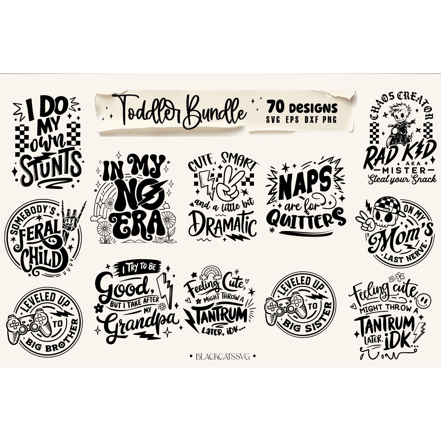 Toddler Bundle 70 designs SVG, Funny toddler svg, Rad kid 2