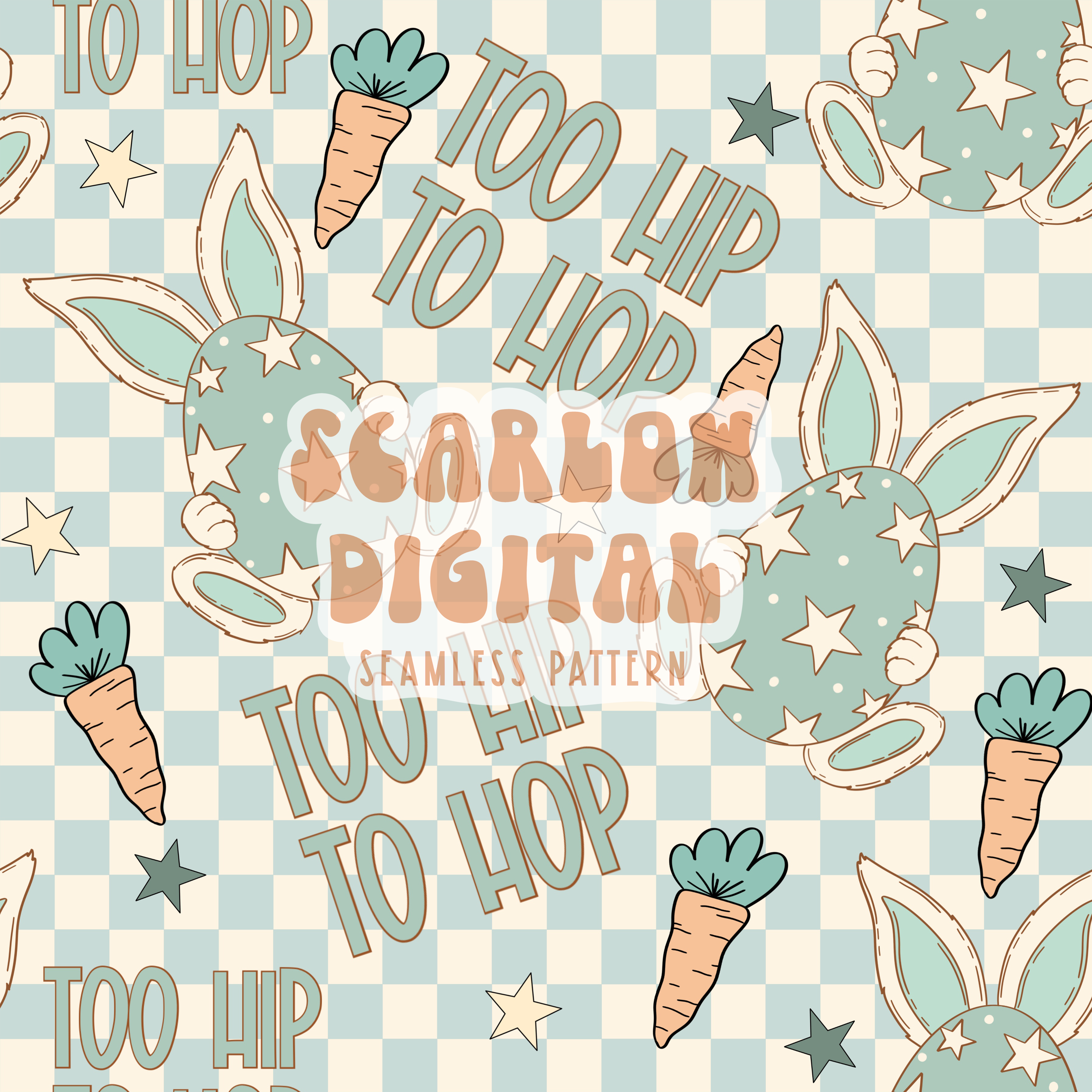 Too Hip to Hop Seamless Pattern-Easter Sublimation Digital Design Download-easter boy seamless file, easter bunny seamless pattern designs