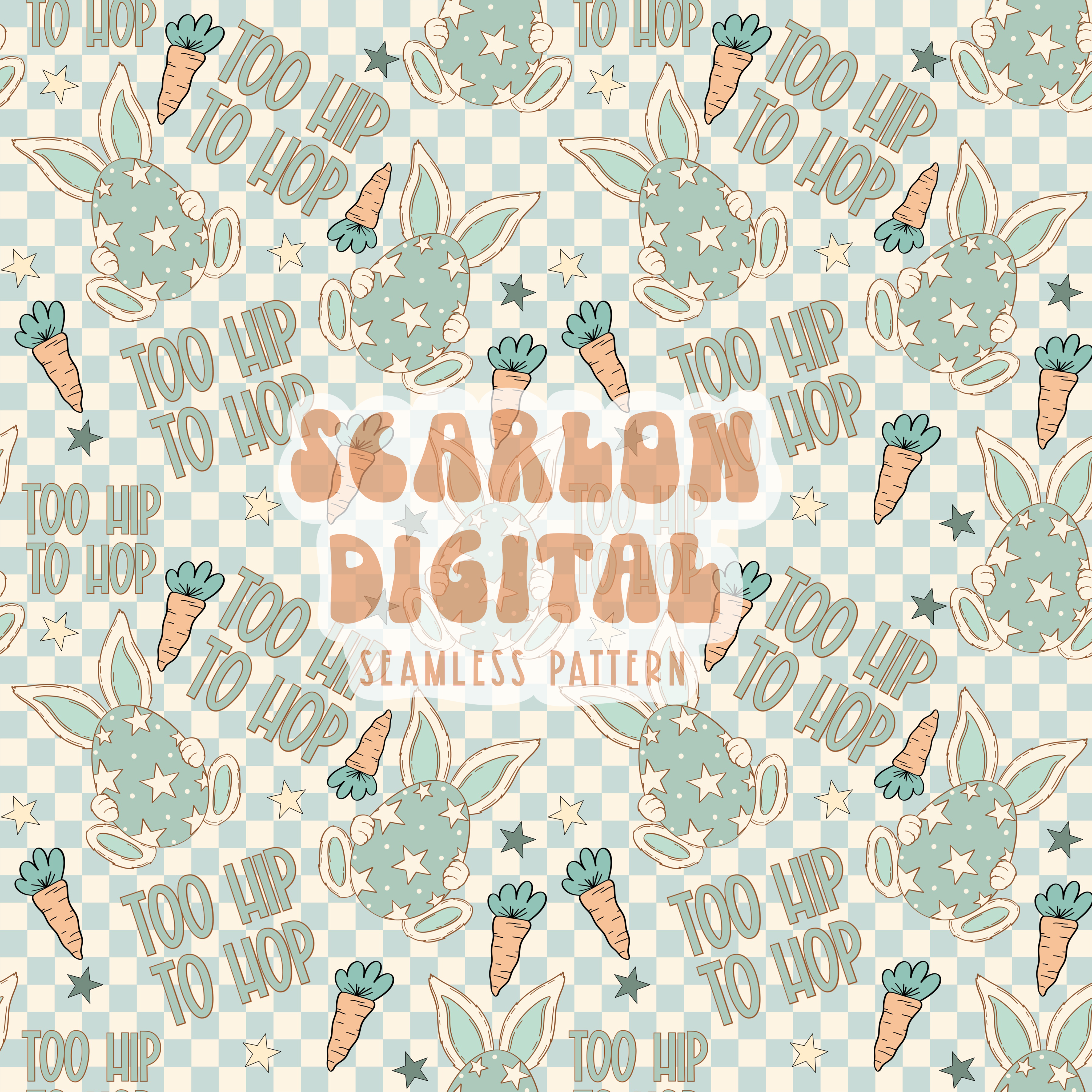 Too Hip to Hop Seamless Pattern-Easter Sublimation Digital Design Download-easter boy seamless file, easter bunny seamless pattern designs 2