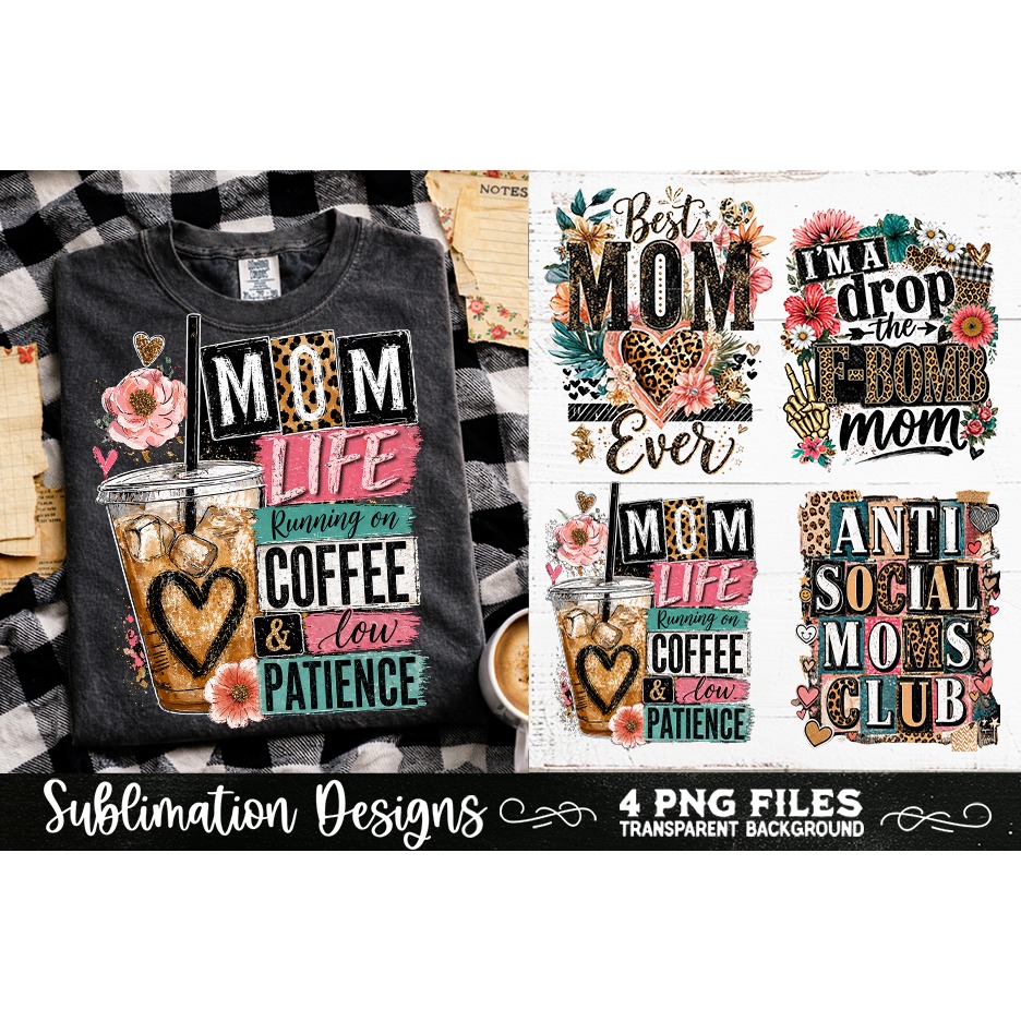 Trendy Mama PNG , Retro Collage Mama 4 Designs Sublimation (10)