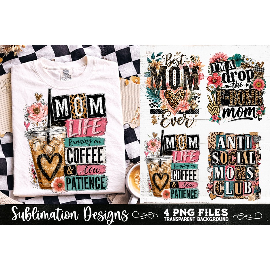 Trendy Mama PNG , Retro Collage Mama 4 Designs Sublimation (10) 4