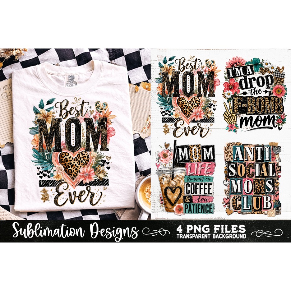 Trendy Mama PNG , Retro Collage Mama 4 Designs Sublimation (10) 5