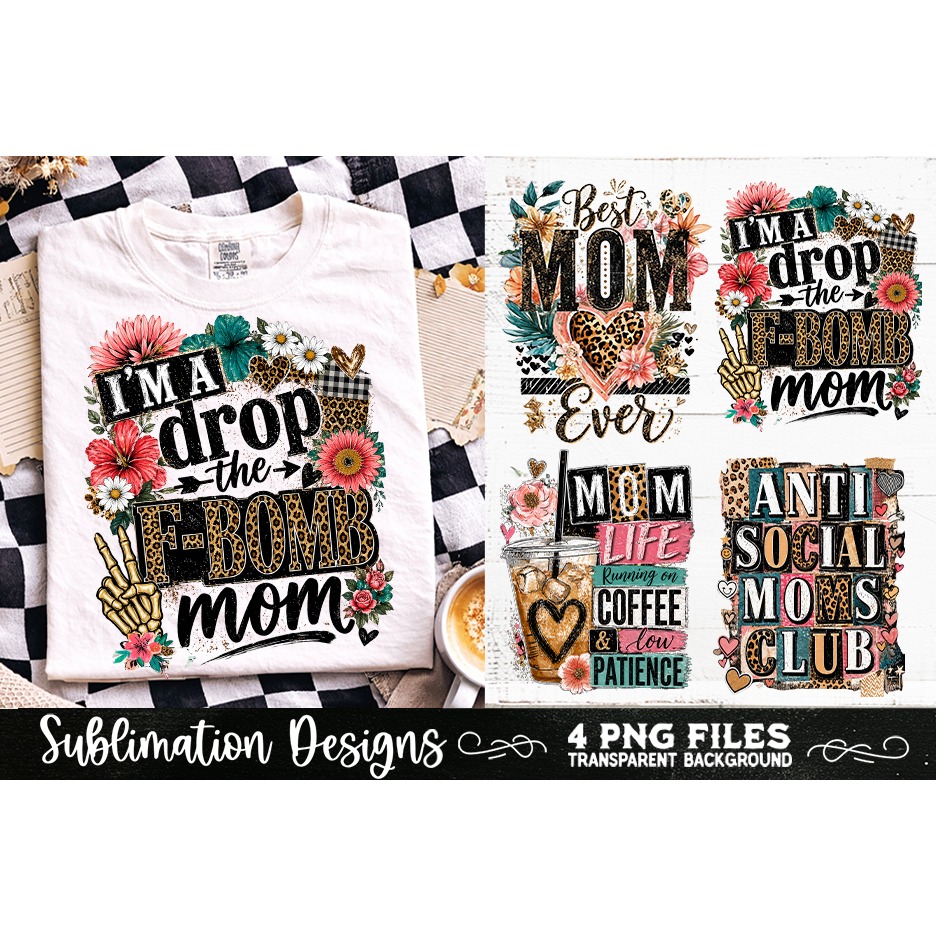 Trendy Mama PNG , Retro Collage Mama 4 Designs Sublimation (10) 6