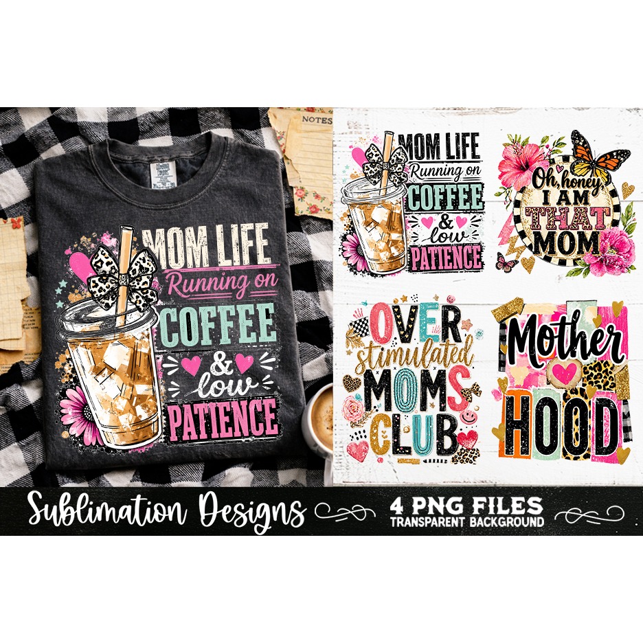 Trendy Mama PNG , Retro Collage Mama 4 Designs Sublimation (11) 2
