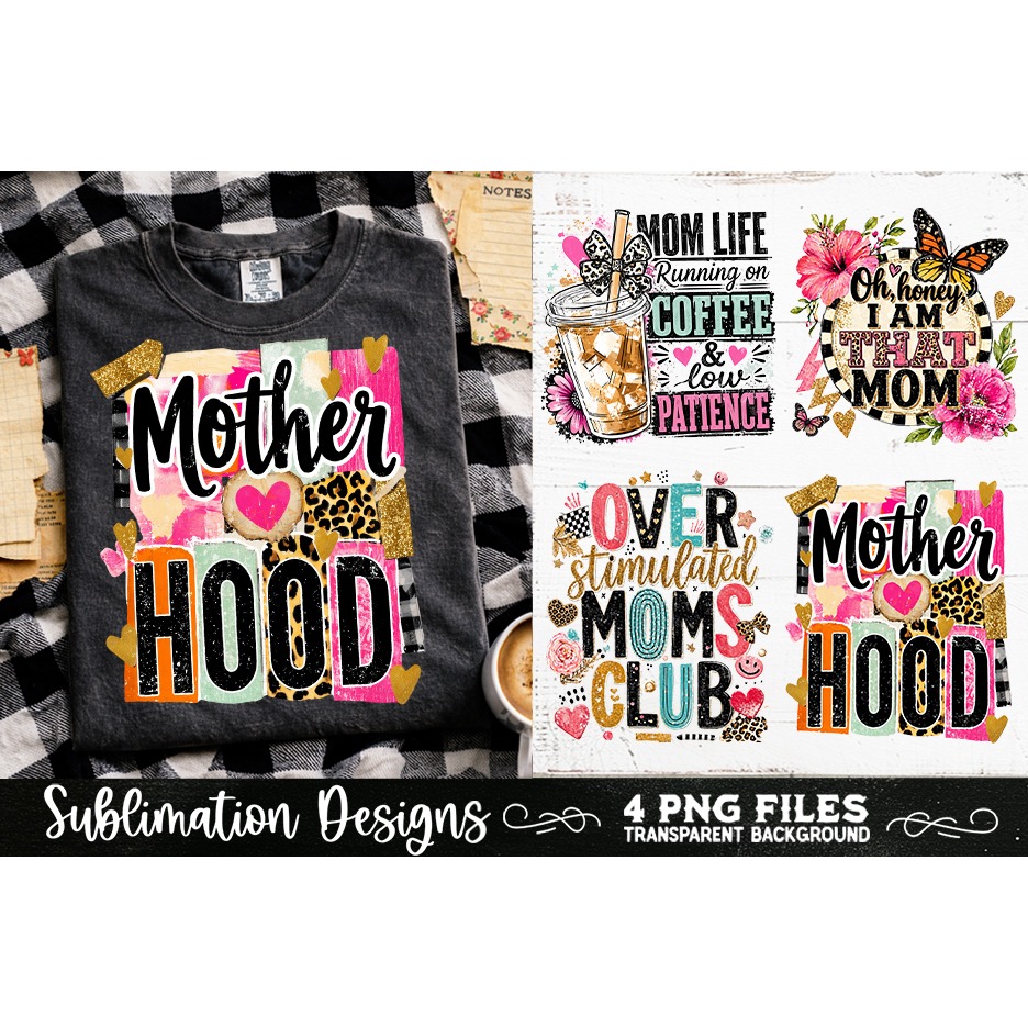 Trendy Mama PNG , Retro Collage Mama 4 Designs Sublimation (11) 4
