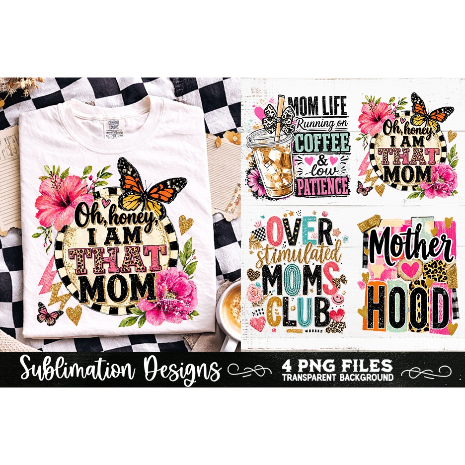 Trendy Mama PNG , Retro Collage Mama 4 Designs Sublimation (11) 5