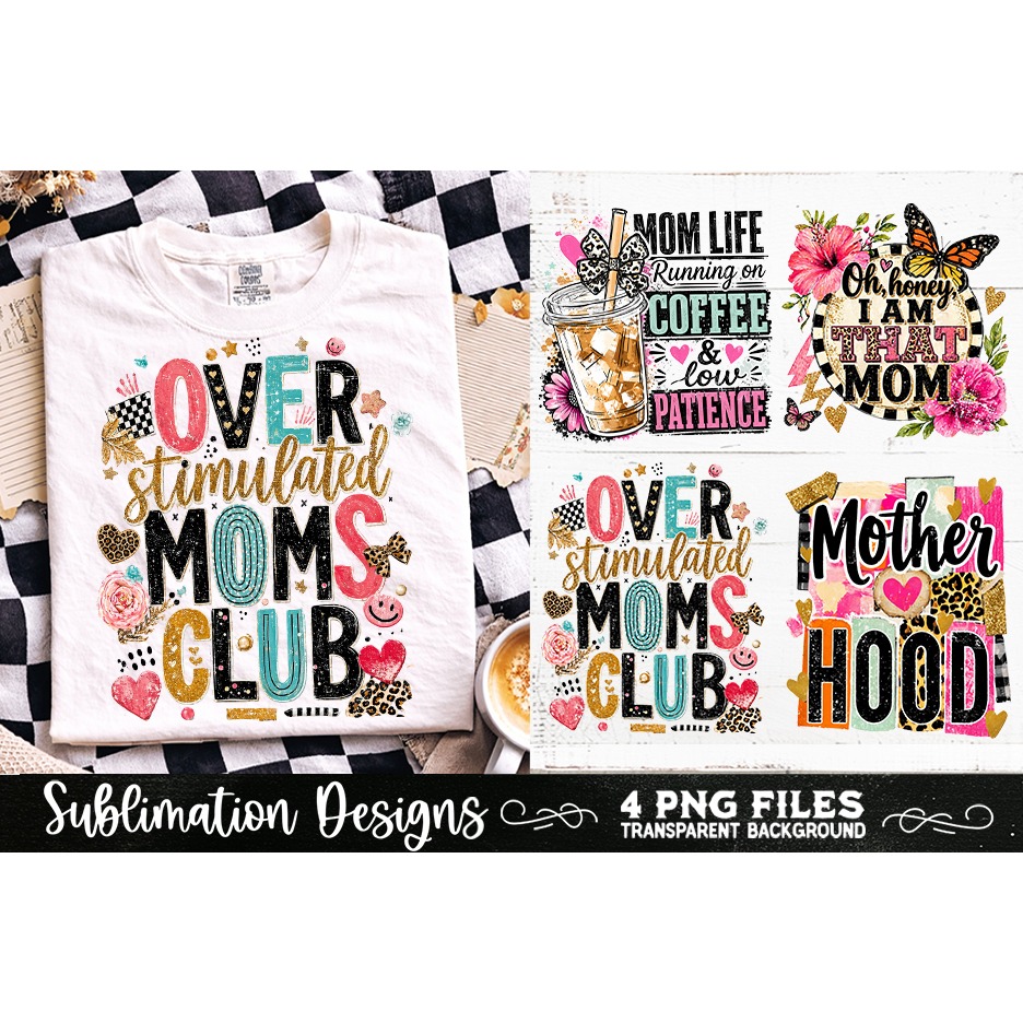Trendy Mama PNG , Retro Collage Mama 4 Designs Sublimation (11) 6