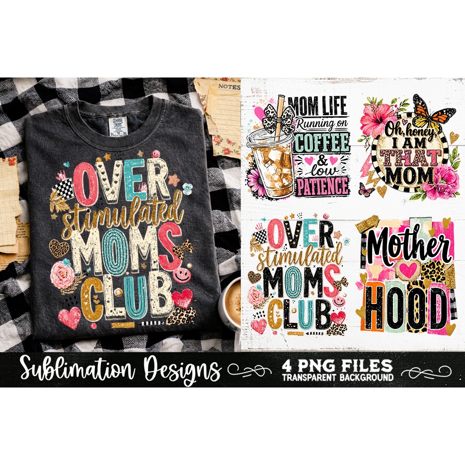 Trendy Mama PNG , Retro Collage Mama 4 Designs Sublimation (11) 7