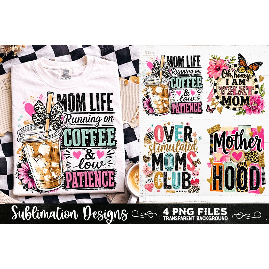 Trendy Mama PNG , Retro Collage Mama 4 Designs Sublimation (11) 8