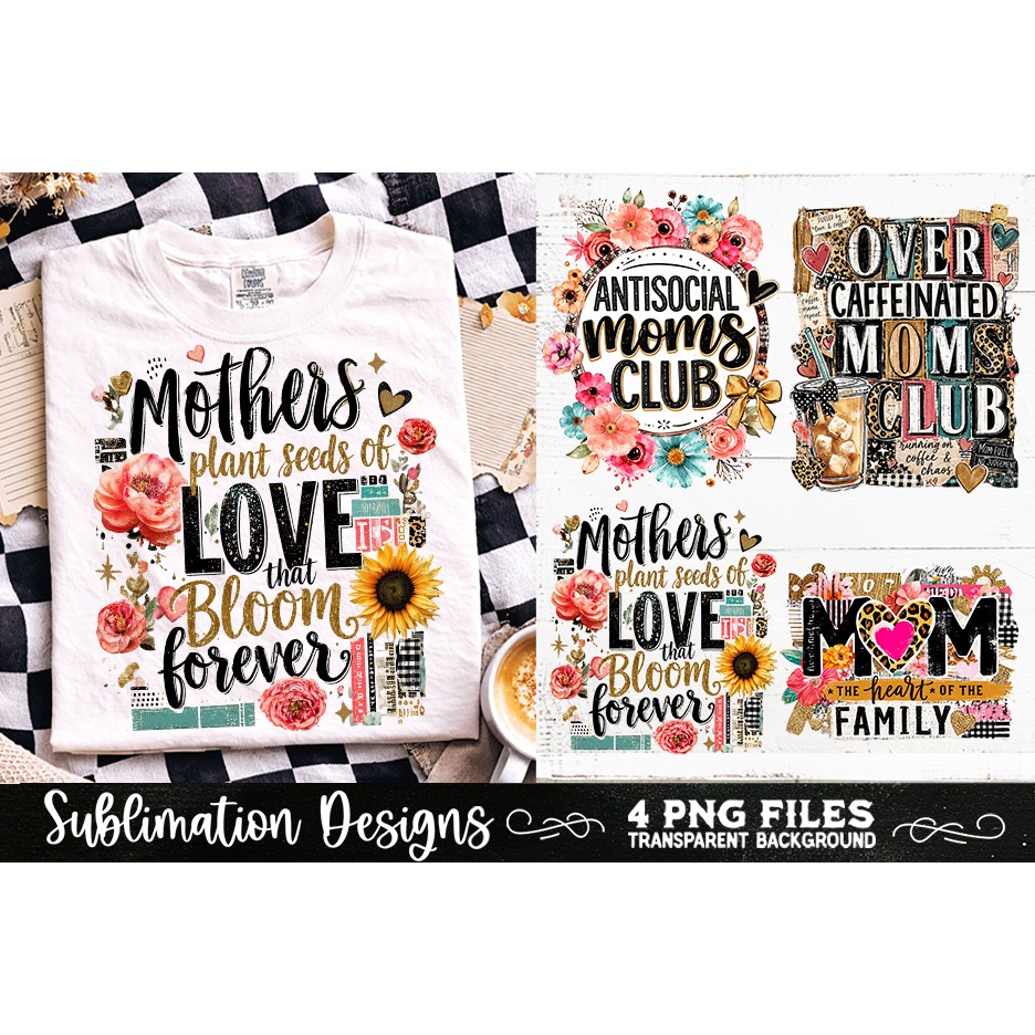 Trendy Mama PNG , Retro Collage Mama 4 Designs Sublimation (12)