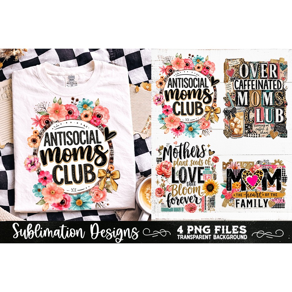Trendy Mama PNG , Retro Collage Mama 4 Designs Sublimation (12) 2