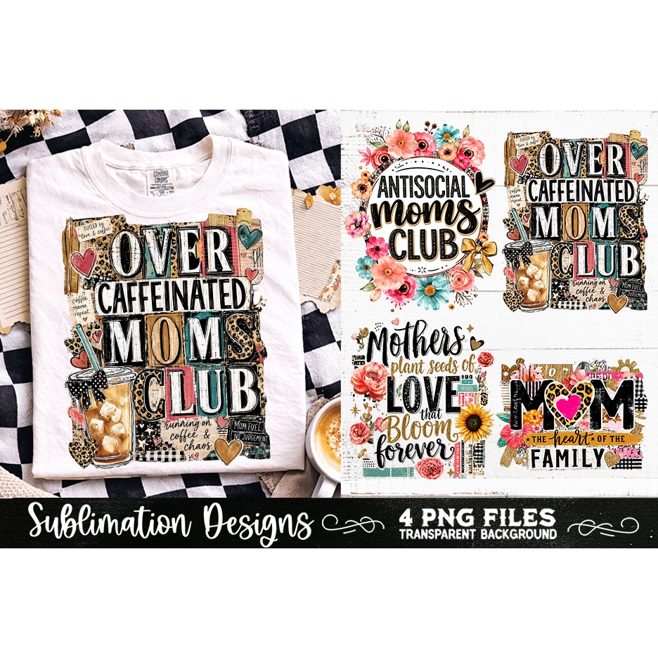 Trendy Mama PNG , Retro Collage Mama 4 Designs Sublimation (12) 3