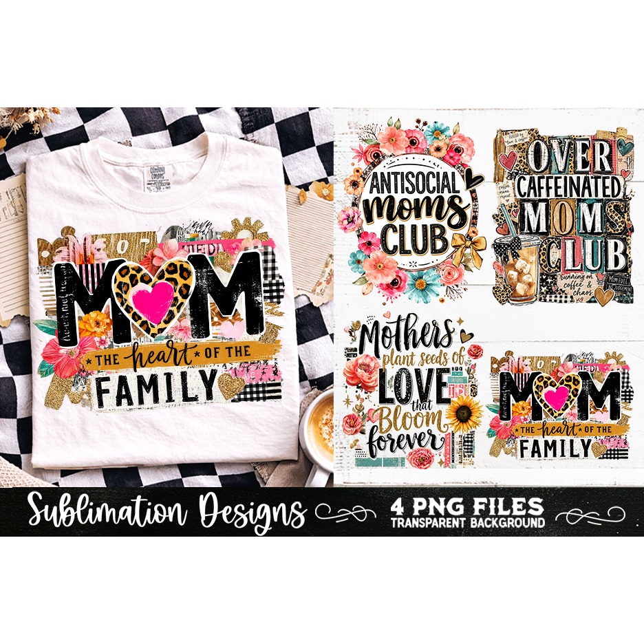 Trendy Mama PNG , Retro Collage Mama 4 Designs Sublimation (12) 4