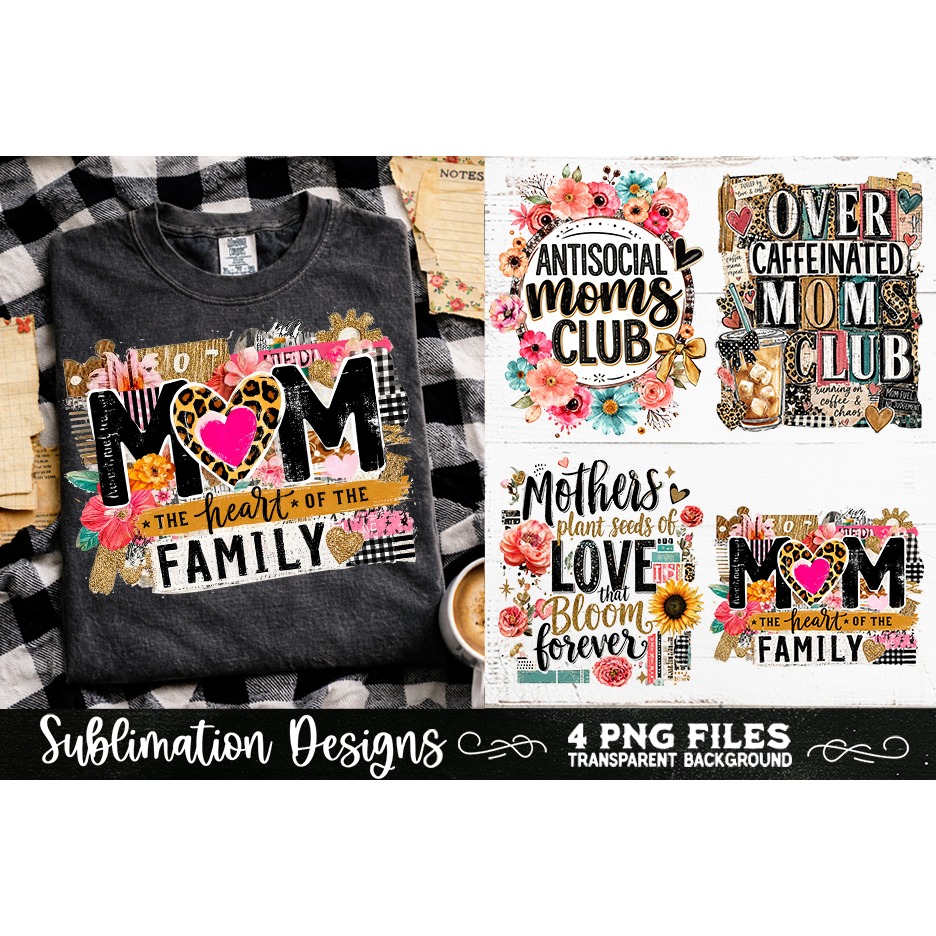 Trendy Mama PNG , Retro Collage Mama 4 Designs Sublimation (12) 8