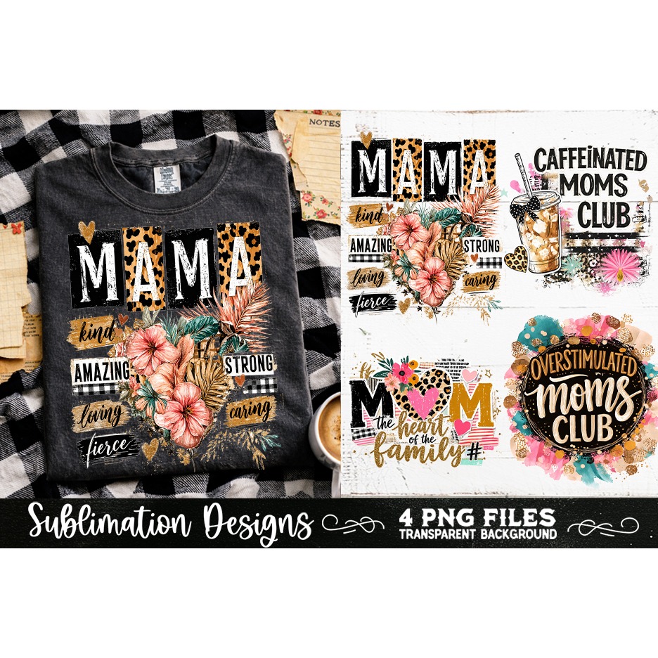 Trendy Mama PNG , Retro Collage Mama 4 Designs Sublimation (13) 5